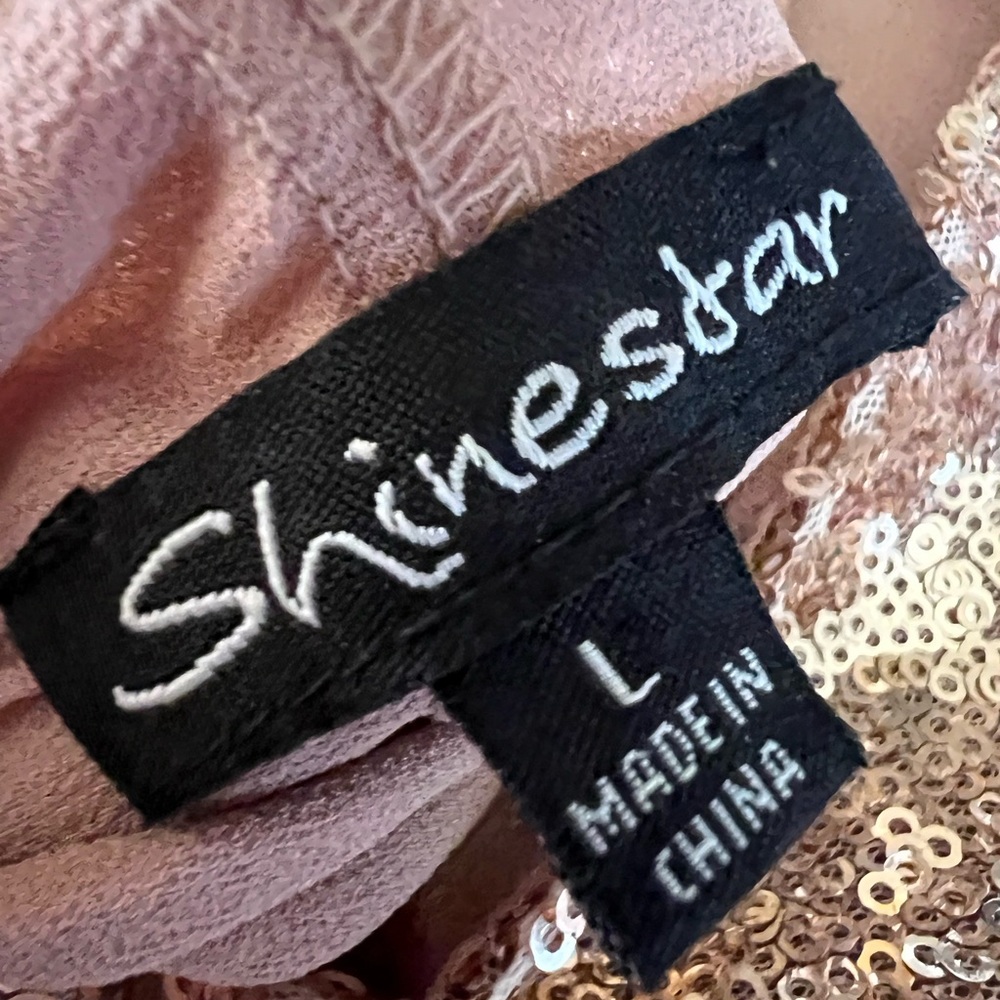Shinestar Slip Sequin Dress Mini Strappy‎ V
Neck Tank Cami Rose Gold Large - Picture 4 of 11